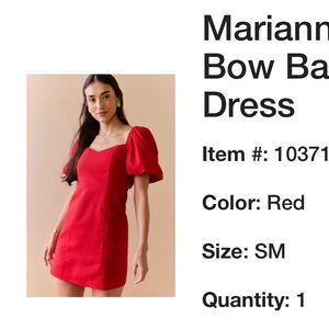 Francesca’s Red Puff Sleeve Mini Dress with Bow
